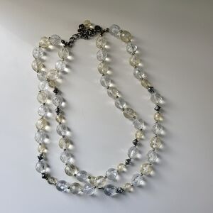 Elegant Silver and Cream Beaded Necklace